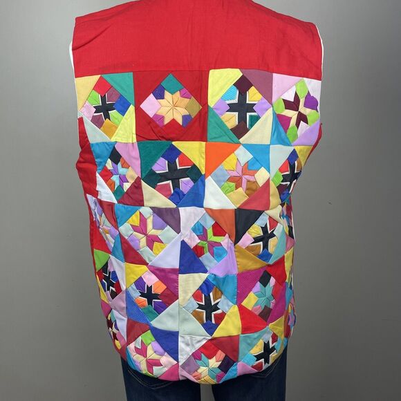 Red Vintage Patchwork Quilted Vest - Picture 4 of 9